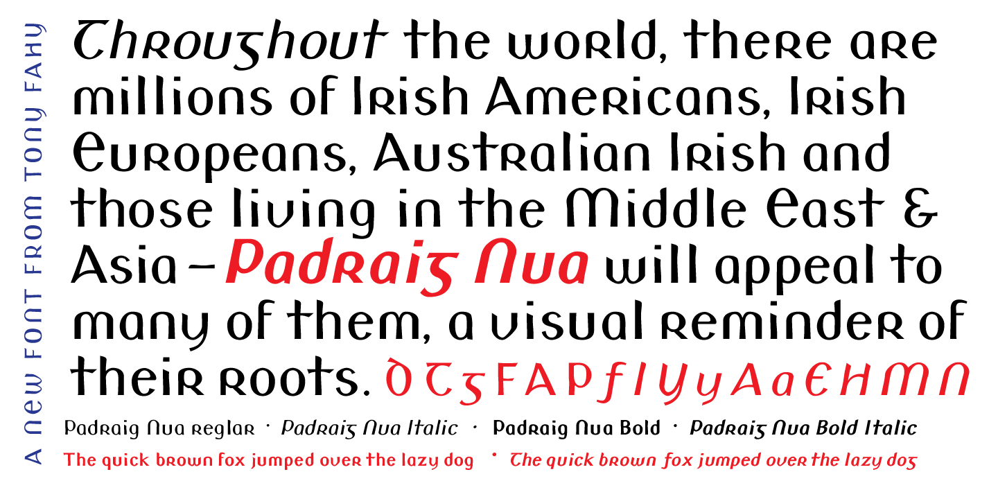 Przykład czcionki Padraig Nua Bold Italic